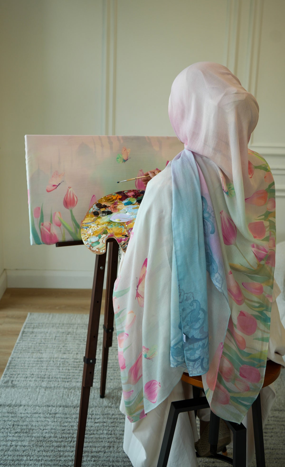 100% Modal Hijab – Turkish Tulip Dream Print | Basma Scarves