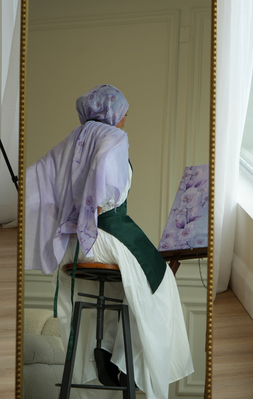 100% Modal Hijab – Indonesian Moon Orchid Print | Basma Scarves