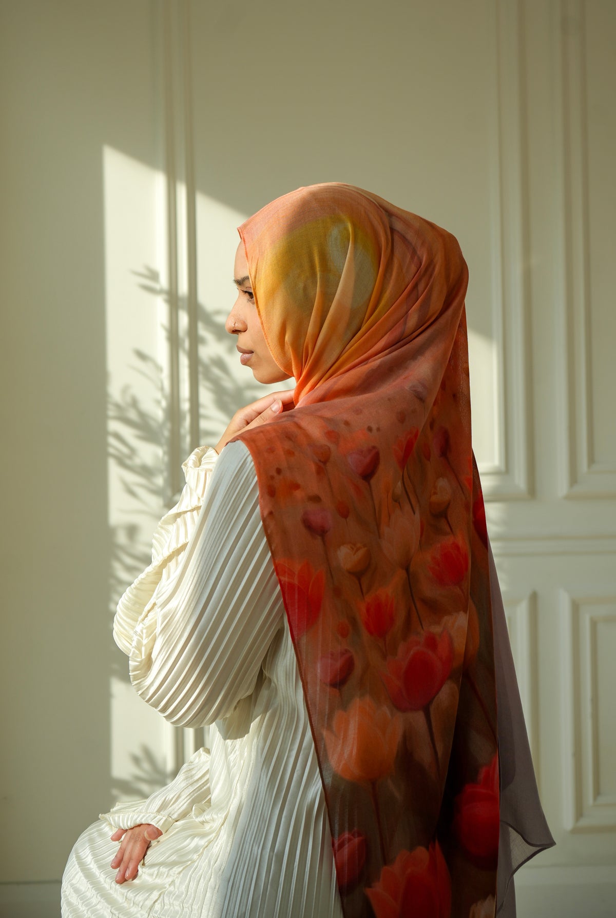 100% Modal Hijab – Afghanistan Tulips At Dusk Print | Basma Scarves