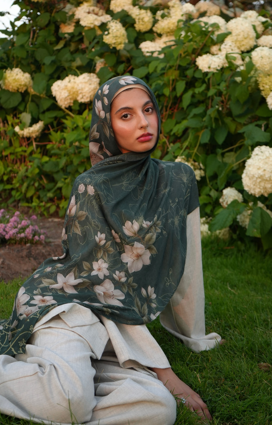 100% Modal Hijab – Pakistan Royal Jasmine Print | Basma Scarves