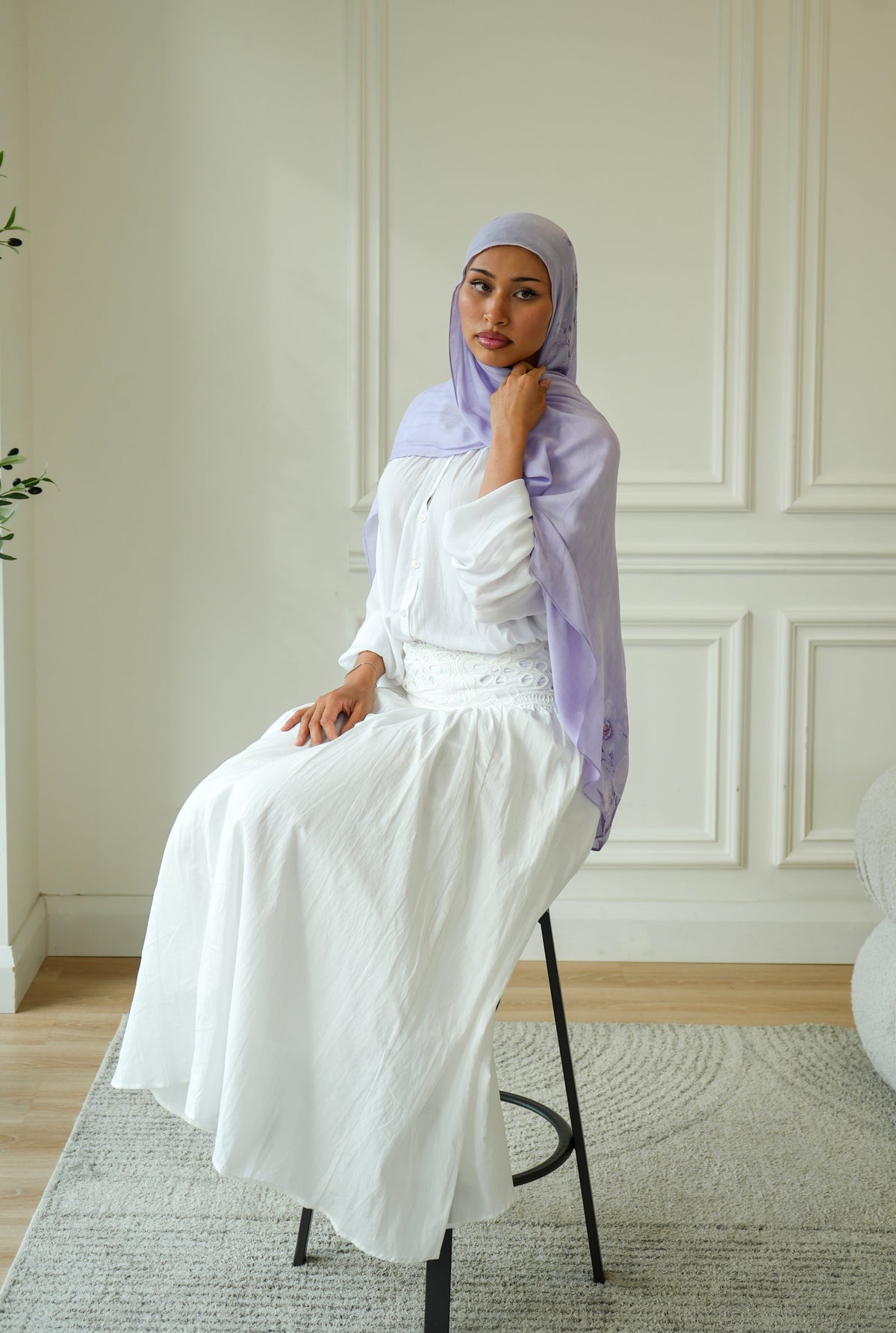 100% Modal Hijab – Indonesian Moon Orchid Print | Basma Scarves