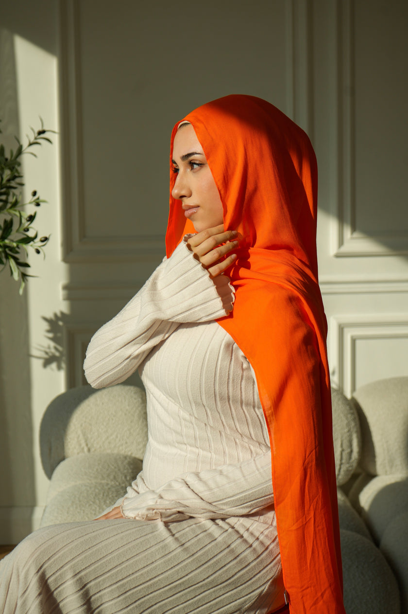 100% Modal Hijab – Libya Pom Blossom | Basma Scarves