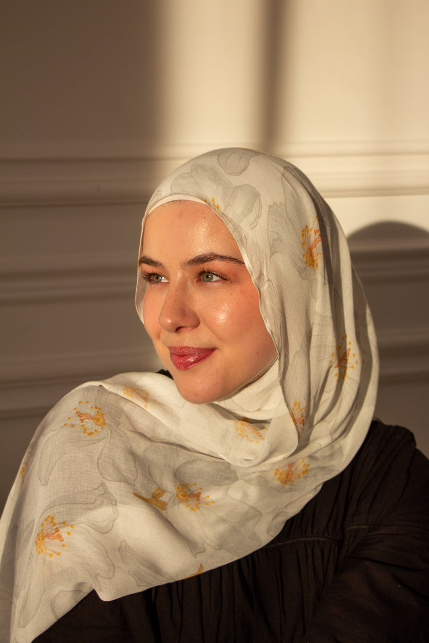 Syrian White Jasmine 100% Modal Hijab - PRE-ORDER